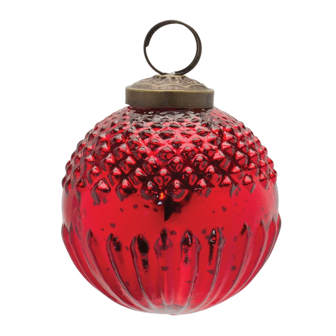 Melrose Mercury Glass Christmas Ball Ornaments - 3" (76mm) - Red - 6ct